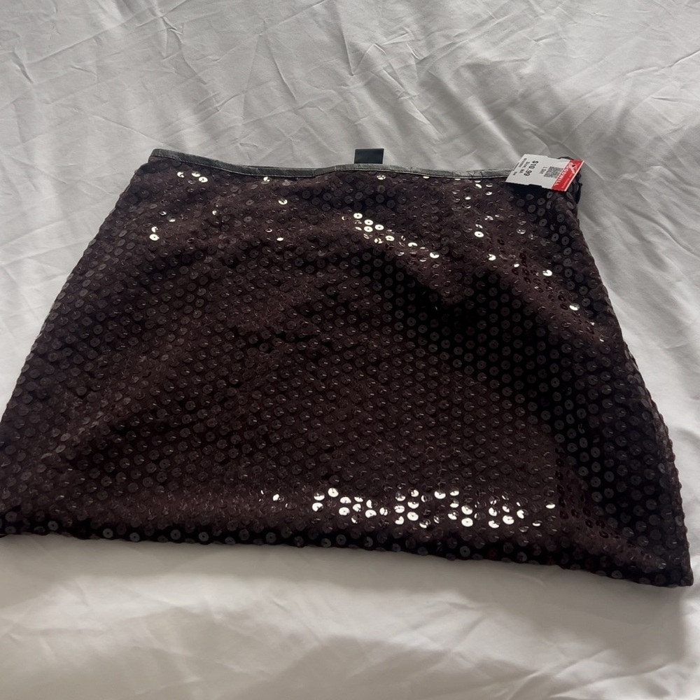 Brown sequin mini skirt